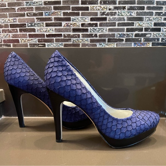 Calvin Klein Shoes - Calvin Klein Kendall Cobalt Blue Textured Scale Platform High Heels | Size 6.5